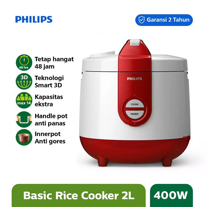Philips Rice Cooker - HD3119/32 Basic Red